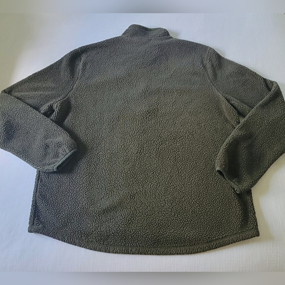 Champion Army Fleece Pullover Sweatshirt Hunter Green Pocket XL Zip Fuzzy Sherpa - Picture 6 of 10